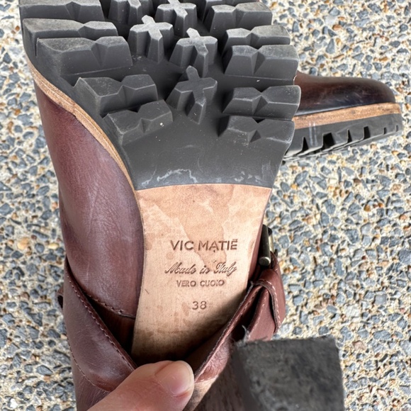 VIC MATIE Brown Leather High Heel Ankle Bootie EU 38 - Picture 6 of 13